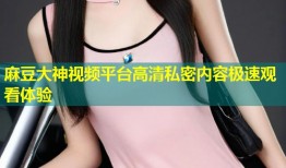 麻豆大神视频平台高清私密内容极速观看体验