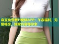 麻豆免费看H视频APP：午夜福利，无限畅享，独家内容等你来
